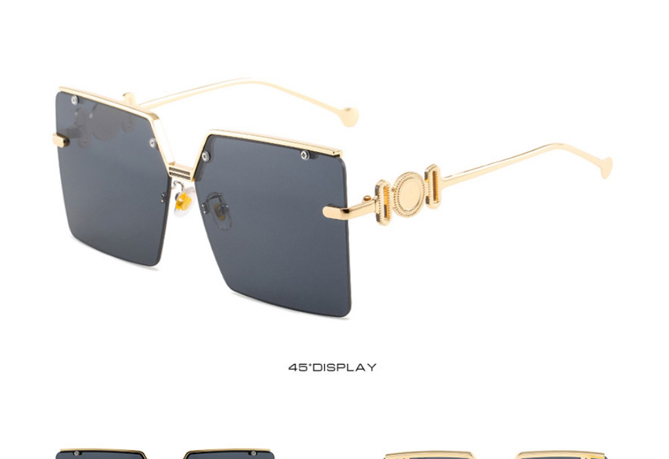 Fashion Gold Color Frame Double Gray Sheet Large Square Frame Sunglasses,Women Sunglasses