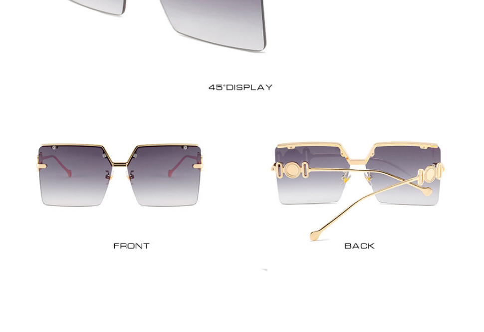 Fashion Gold Color Frame All Gray Piece Large Square Frame Sunglasses,Women Sunglasses