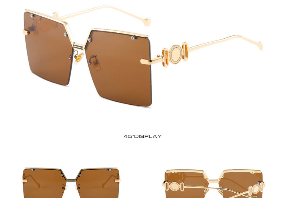 Fashion Gold Coloren Frame Whole Tea Slices Large Square Frame Sunglasses,Women Sunglasses