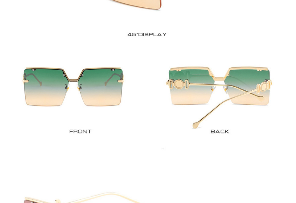 Fashion Gold Color Frame Green And Yellow Tablets Large Square Frame Sunglasses,Women Sunglasses