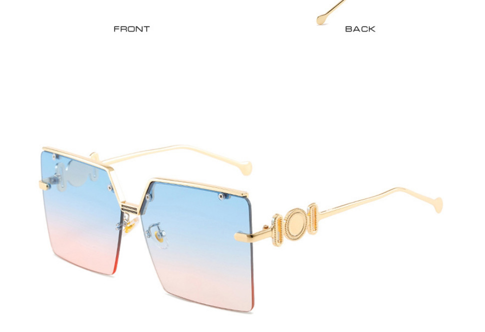 Fashion Gold Color Frame Double Gray Sheet Large Square Frame Sunglasses,Women Sunglasses