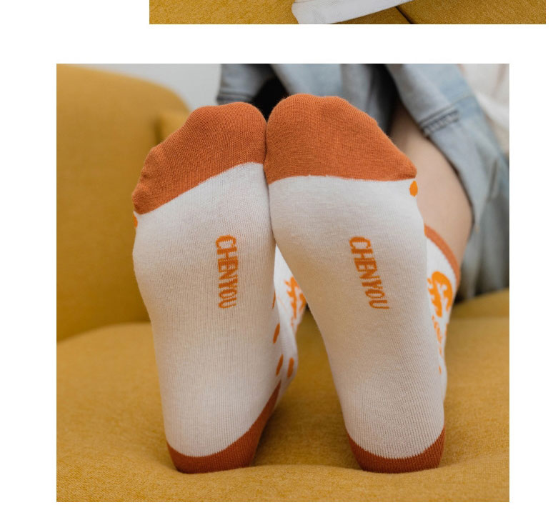 Fashion Orange Cotton Geometric Print Socks,Fashion Socks