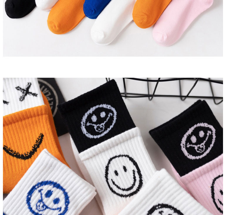 Fashion Smiley Pink Cotton Smiley Face Embroidery Stitching Socks,Fashion Socks