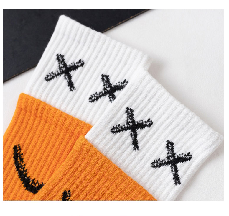 Fashion Xx Black Cotton Smiley Face Embroidery Stitching Socks,Fashion Socks