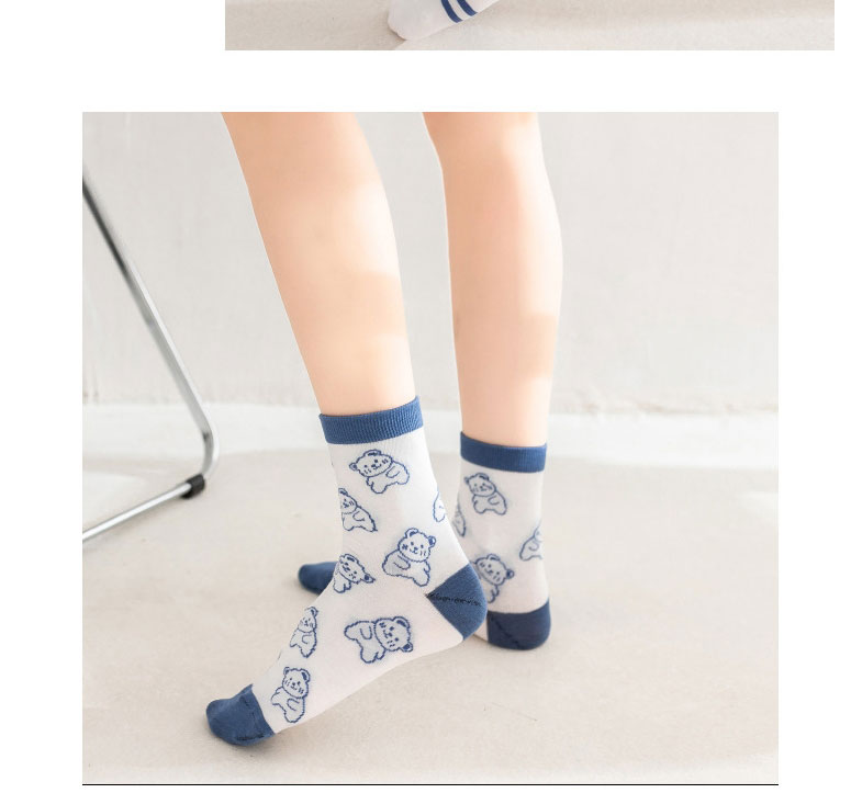 Fashion Socks Blue Full Body Bear Cotton Geometric Print Socks,Fashion Socks