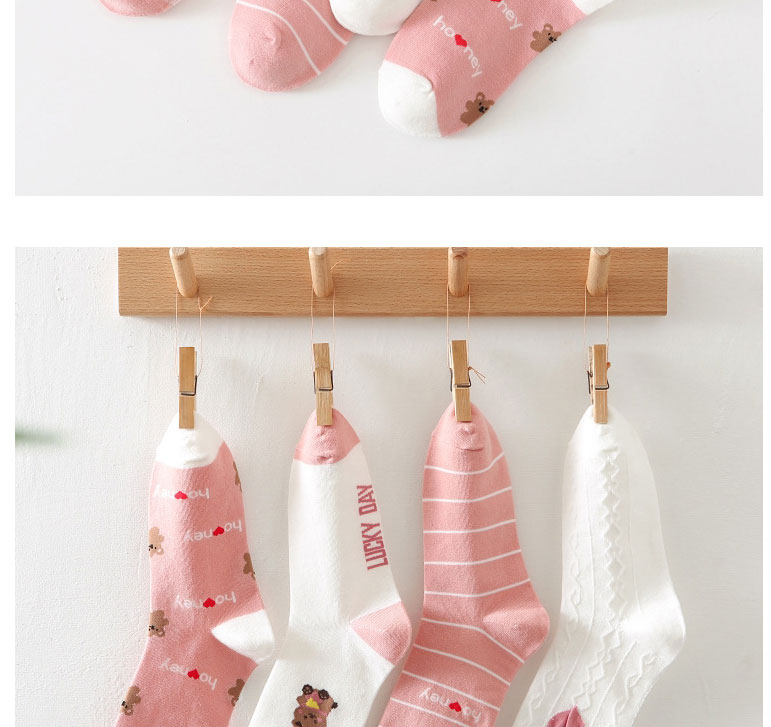 Fashion Pink Small Plaid Cotton Geometric Print Socks,Fashion Socks