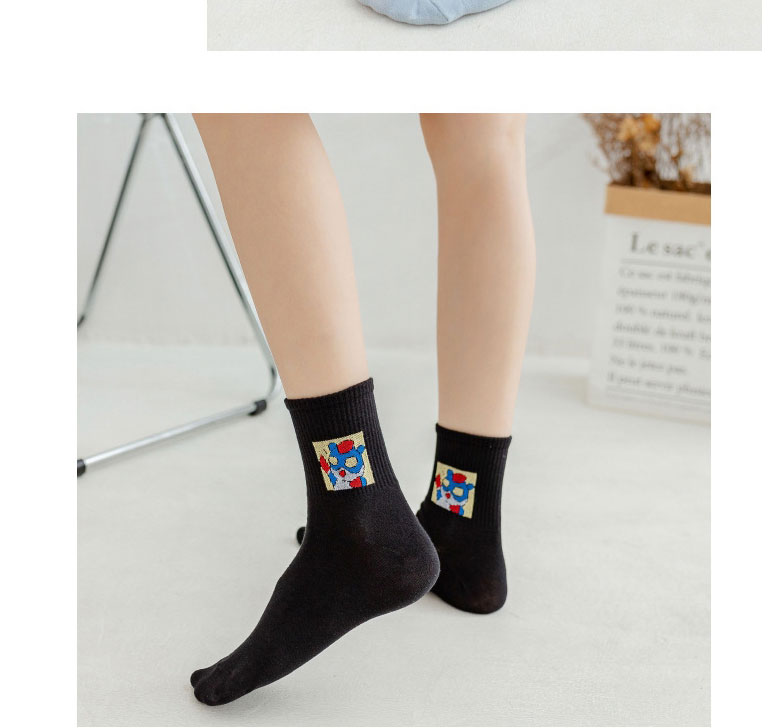 Fashion Black Cotton Salted Egg Superman Embroidered Socks,Fashion Socks
