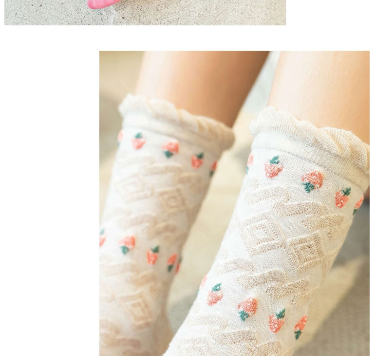 Fashion Rose Red Cotton Strawberry Print Socks,Fashion Socks