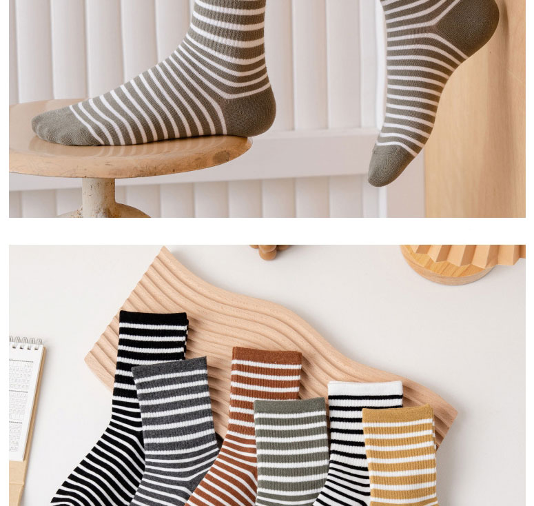 Fashion Coffee Cotton Striped Tube Socks,Fashion Socks