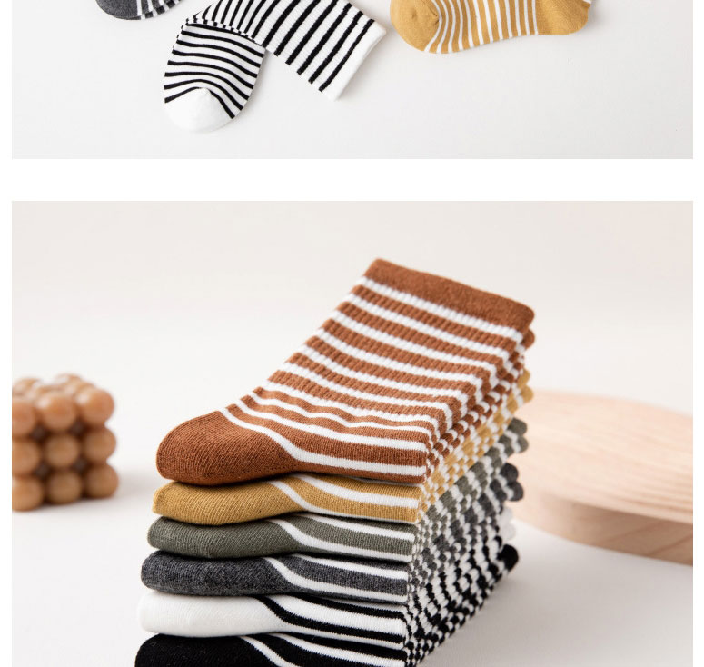 Fashion Black Cotton Striped Tube Socks,Fashion Socks