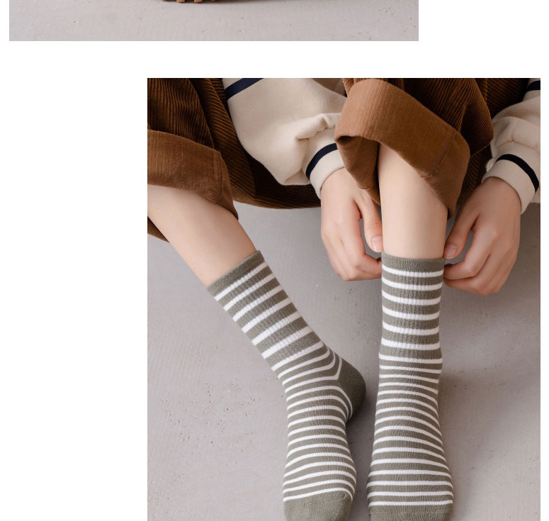 Fashion Grey Cotton Striped Tube Socks,Fashion Socks