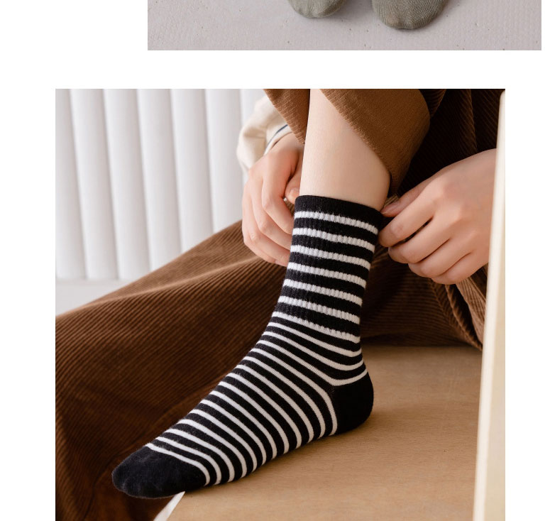 Fashion Black Cotton Striped Print Socks,Fashion Socks
