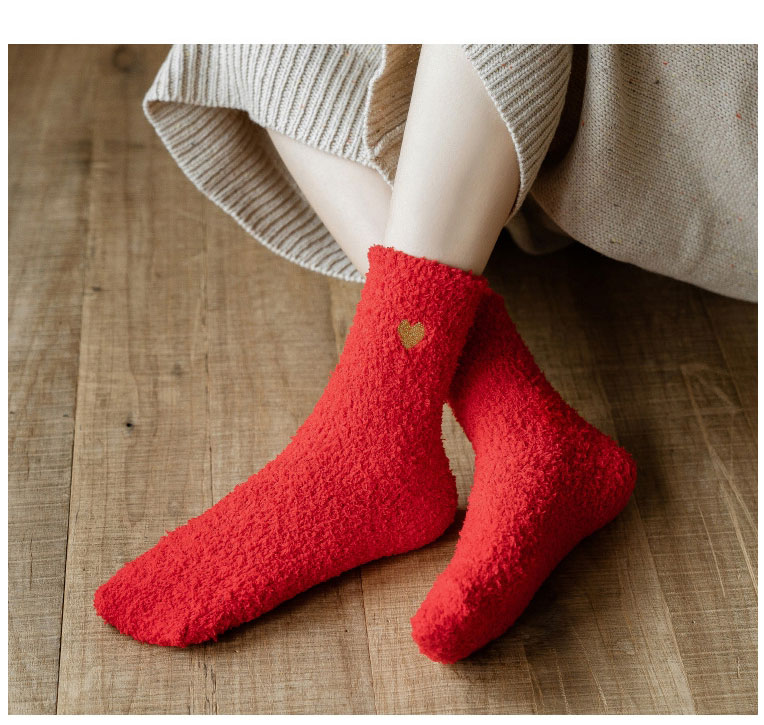 Fashion Little Bird Coral Fleece Geometric Embroidery Thick Tube Socks,Fashion Socks