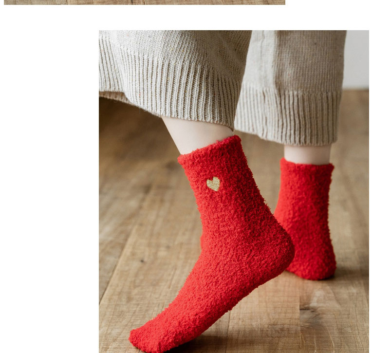 Fashion Love Coral Fleece Geometric Embroidery Thick Tube Socks,Fashion Socks