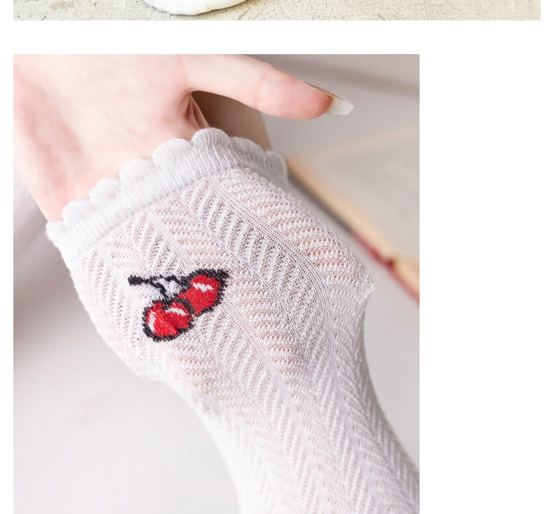 Fashion Pure White Cherries Cotton Geometric Print Socks,Fashion Socks