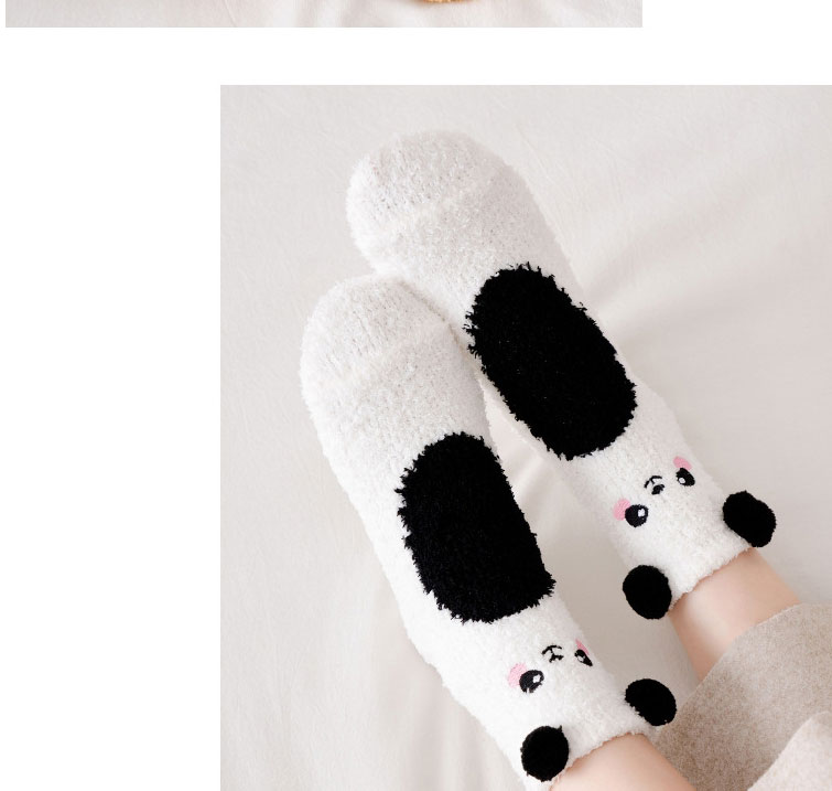 Fashion Grey Cartoon Animal Embroidery Coral Velvet Floor Socks,Fashion Socks