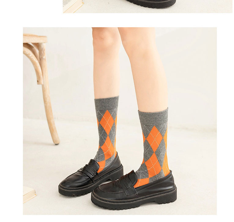 Fashion Navy Cotton Rhombus Print Socks,Fashion Socks