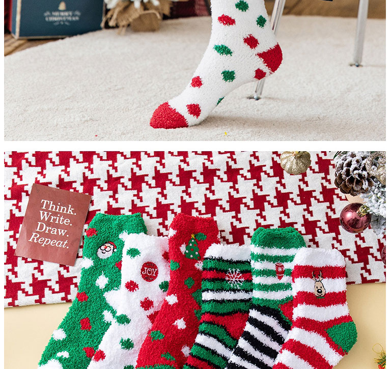 Fashion Red Christmas Tree Christmas Velvet Embroidered Floor Socks,Fashion Socks