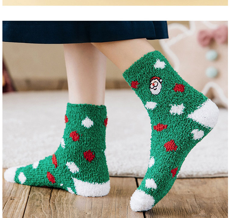 Fashion Red Christmas Tree Christmas Velvet Embroidered Floor Socks,Fashion Socks