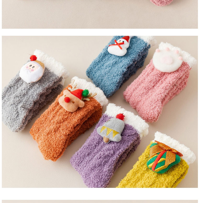 Fashion Gift Box Purple Christmas Coral Fleece Cartoon Floor Socks,Fashion Socks