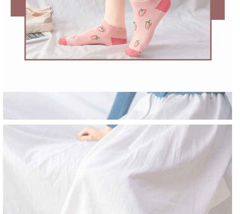 Fashion Strawberry Foundation Cotton Geometric Print Shallow Mouth Socks,Fashion Socks
