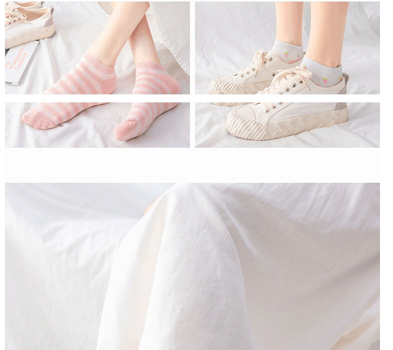 Fashion Small White Strawberry Cotton Geometric Print Shallow Socks,Fashion Socks