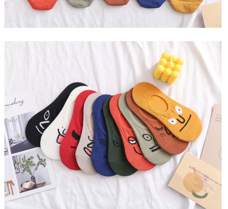 Fashion Black Cartoon Emoji Embroidered Shallow Mouth Socks,Fashion Socks