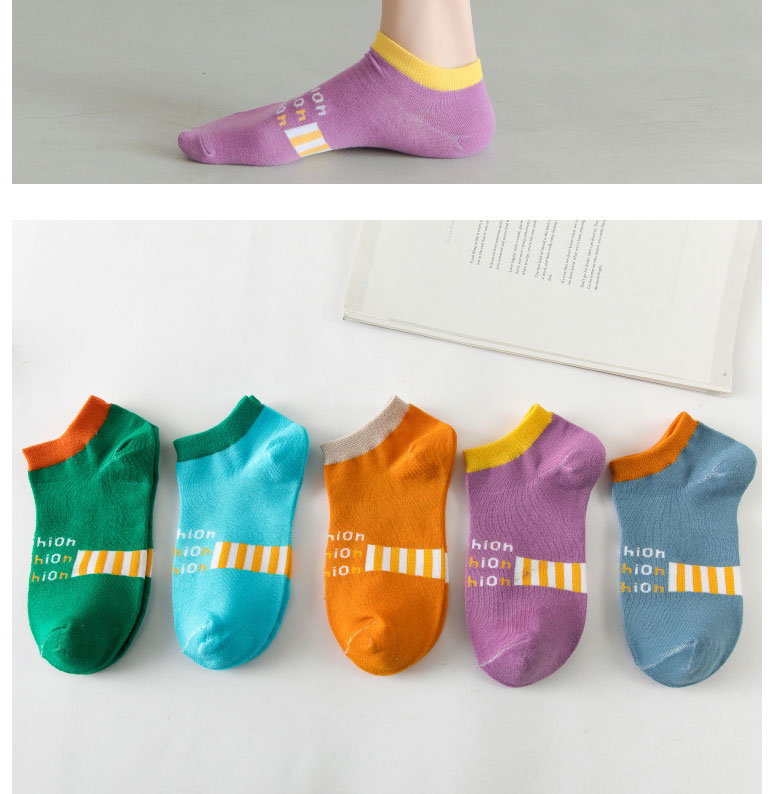 Fashion Blue Gray Cotton Color-block Letter Pump Socks,Fashion Socks