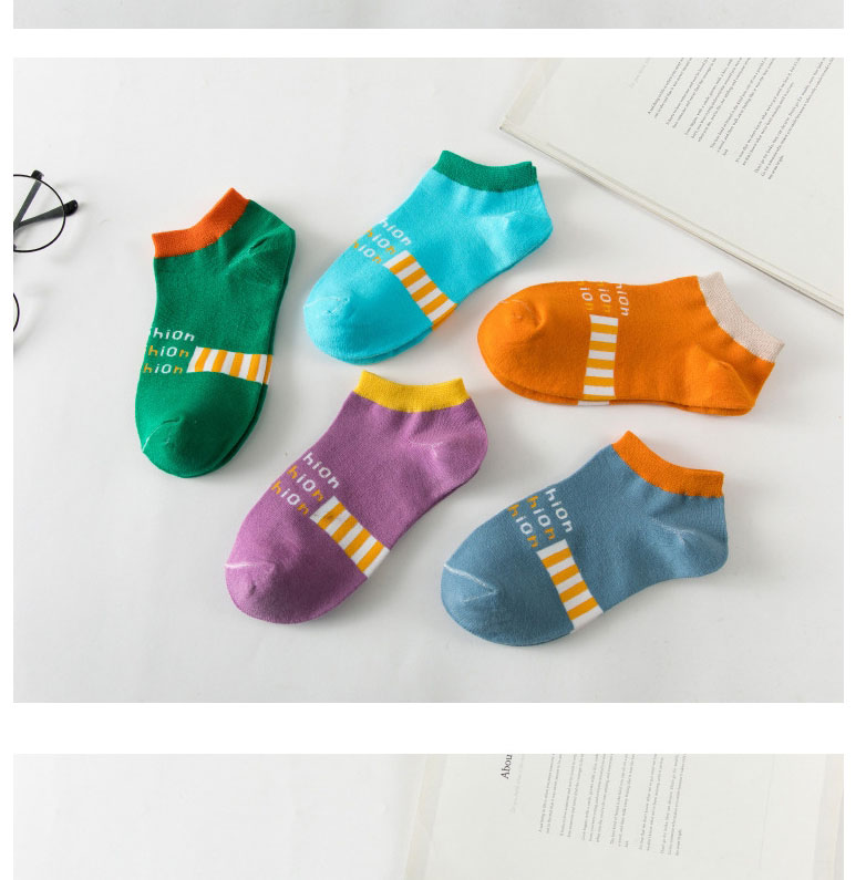 Fashion Orange Cotton Color-block Letters Pump Socks,Fashion Socks