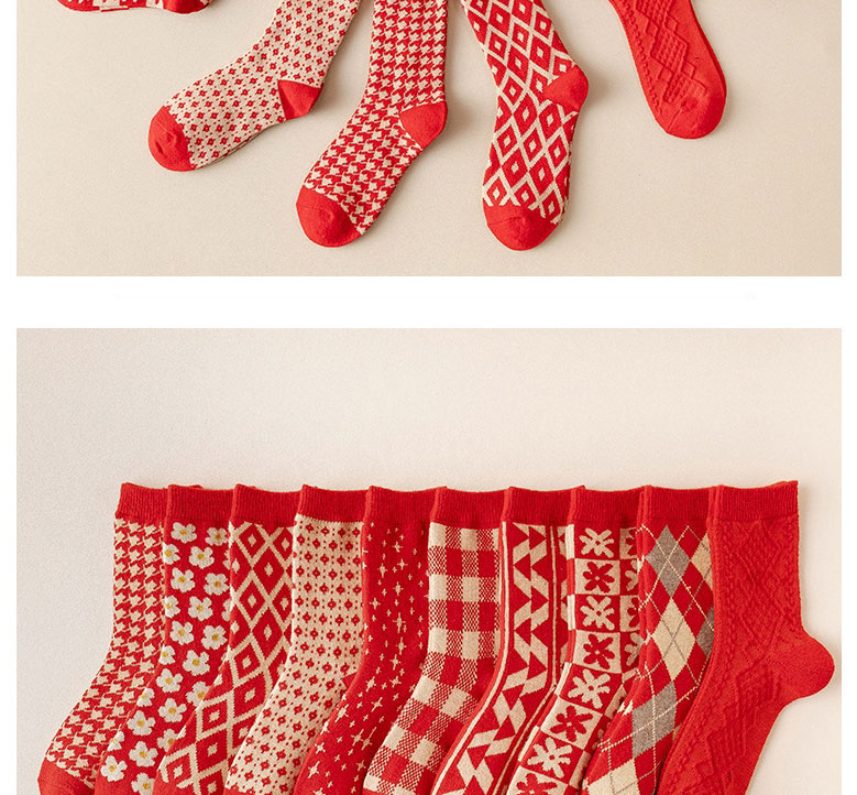 Fashion Checkered Flower Geometric Print Wool Socks,Fashion Socks