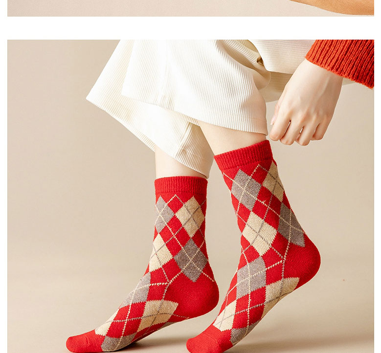 Fashion Checkered Geometric Print Wool Socks,Fashion Socks