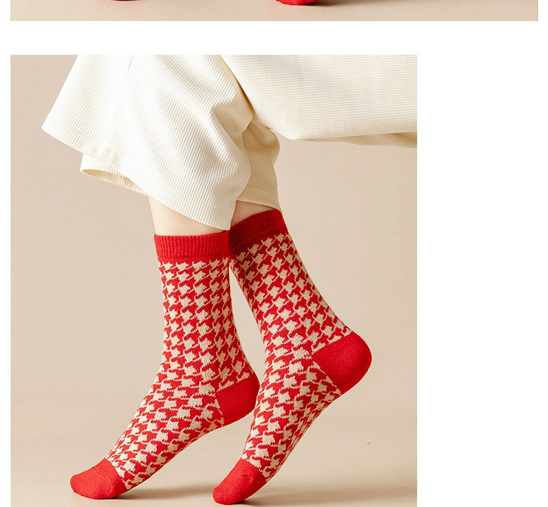 Fashion Chrysanthemum Geometric Print Wool Socks,Fashion Socks