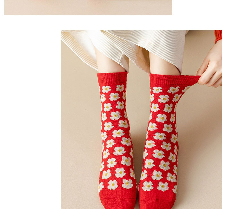 Fashion Chrysanthemum Geometric Print Wool Socks,Fashion Socks