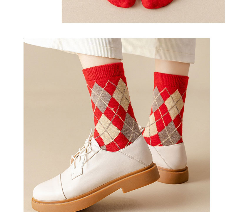 Fashion Big Red Star Geometric Print Wool Socks,Fashion Socks
