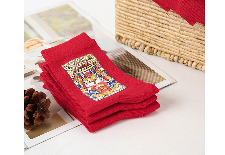 Fashion Receive A Red Envelope Pure Cotton Hot Stamping Tube Socks,Fashion Socks