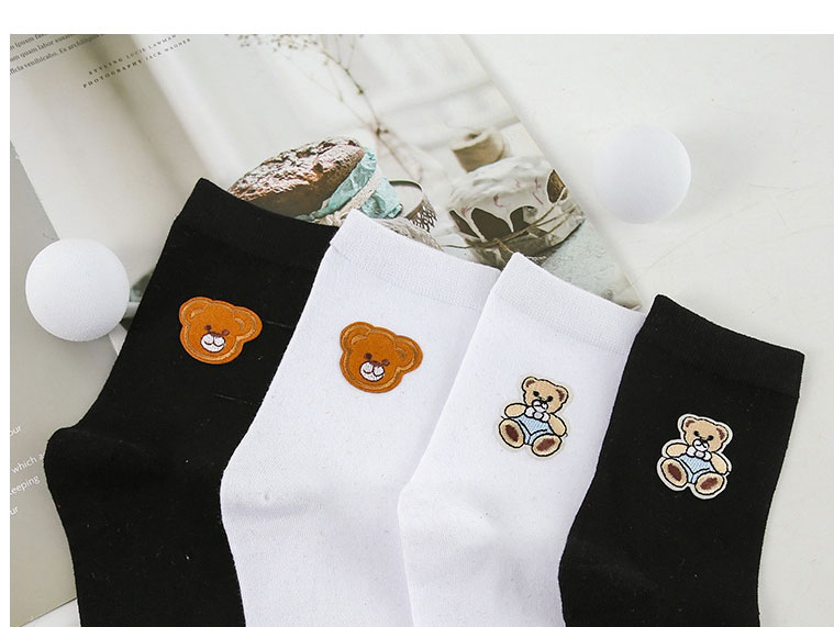 Fashion White Bear Bear Hot Stamping Cotton Tube Socks,Fashion Socks