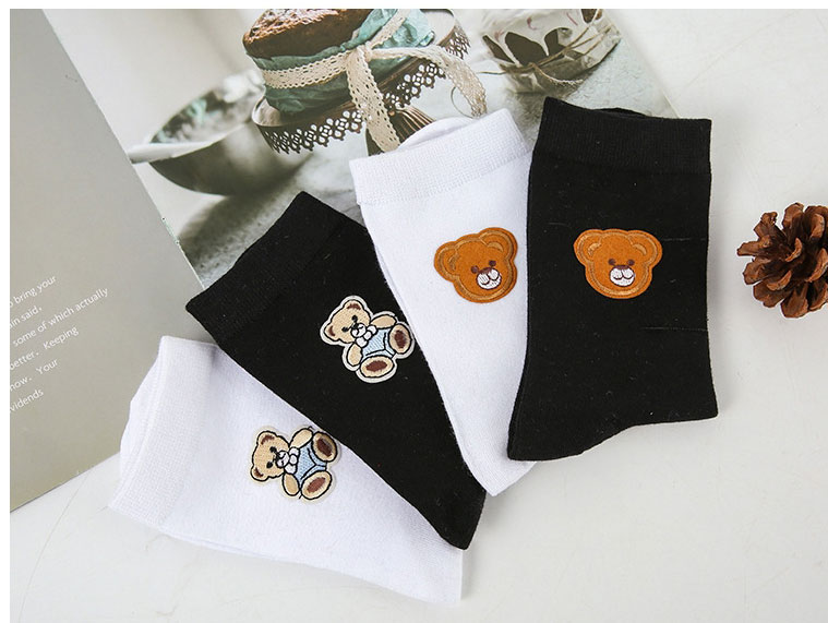 Fashion Black Bear Head Bear Hot Stamping Cotton Tube Socks,Fashion Socks