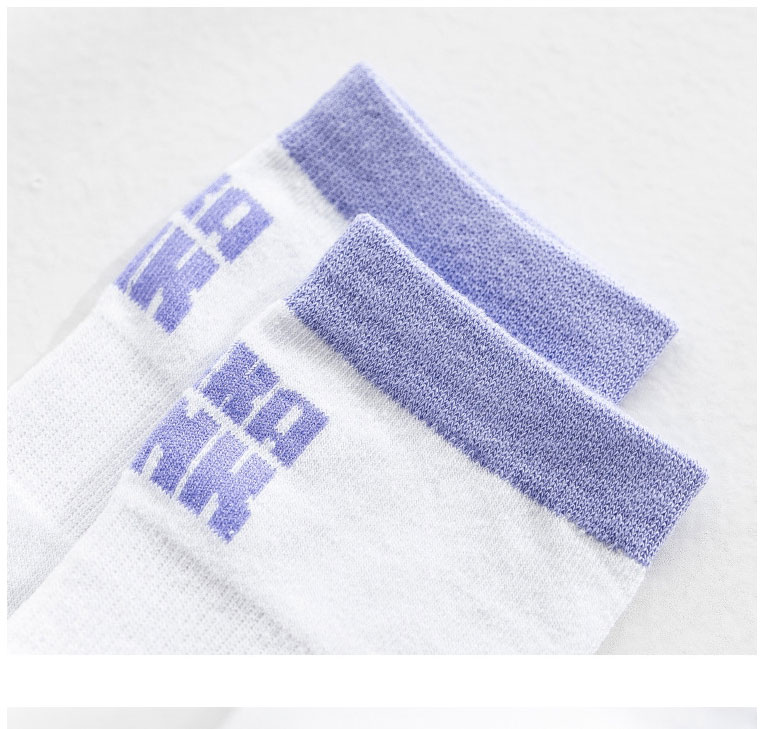 Fashion Blue English Geometric Print Cotton Socks,Fashion Socks
