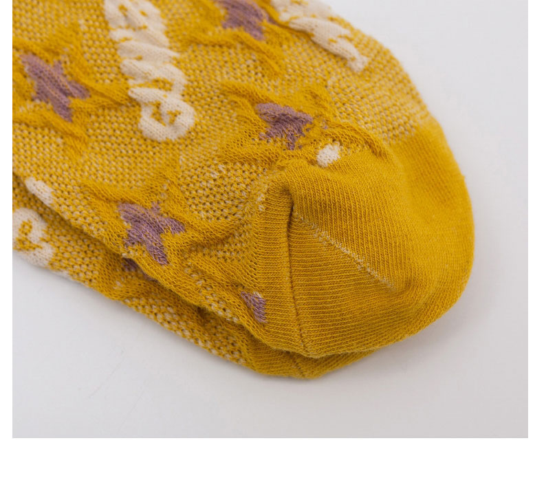Fashion Yellow Cotton Geometric Print Mesh Socks,Fashion Socks
