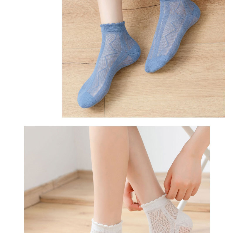Fashion Blue Pure Color Hollow Mesh Cotton Socks,Fashion Socks