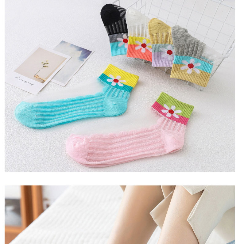 Fashion Pink Sunflower Embroidery Stockings Stitching In Tube Socks,Fashion Socks