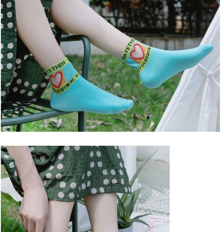 Fashion Blue Cotton Love Card Silk Tube Socks,Fashion Socks