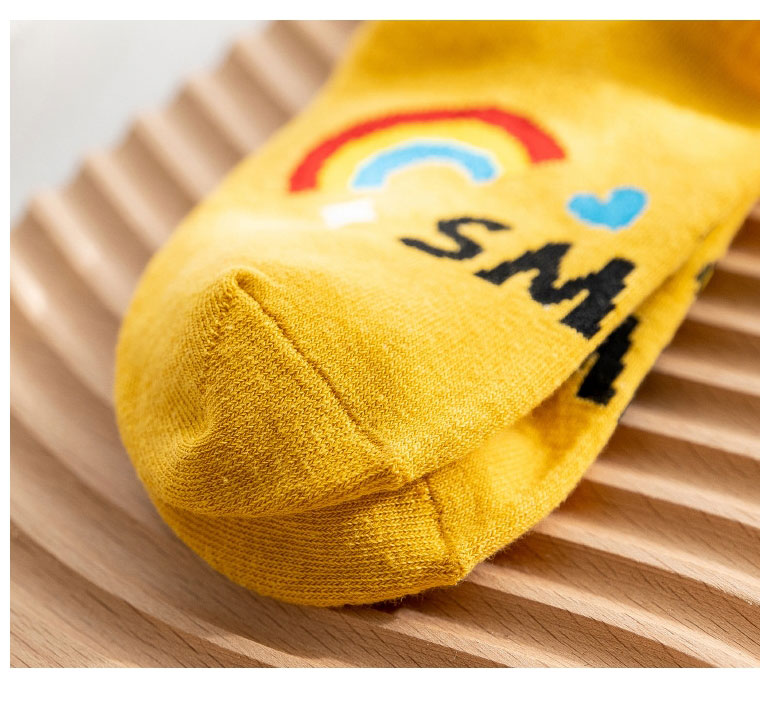 Fashion Yellow Cotton Geometric Embroidered Tube Socks,Fashion Socks