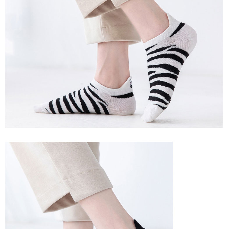 Fashion Zebra Pattern Cotton Geometric Embroidered Boat Socks,Fashion Socks