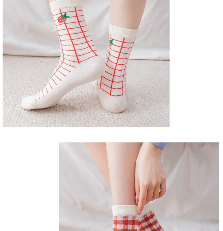 Fashion 2 Bars Of Cherries Cotton Geometric Print Socks,Fashion Socks