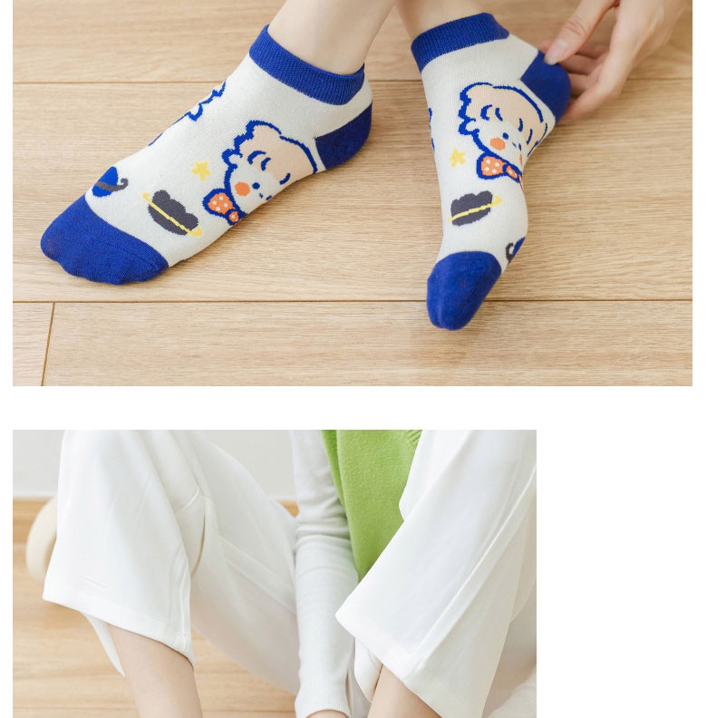 Fashion Luokou Tibetan Blue Bear Cotton Geometric Print Socks,Fashion Socks