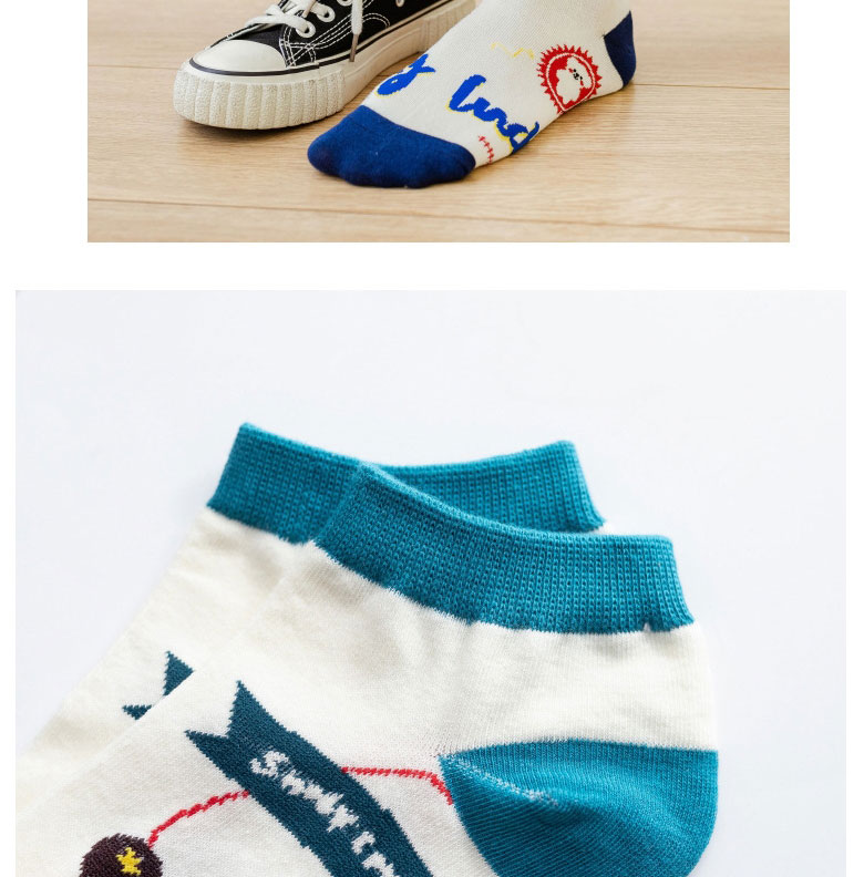 Fashion Luokou Tibetan Blue Girl Cotton Geometric Print Socks,Fashion Socks