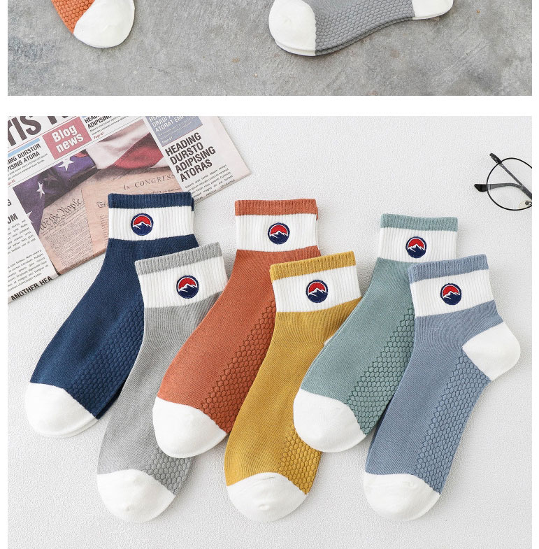 Fashion Orange Cotton Geometric Embroidered Tube Socks,Fashion Socks