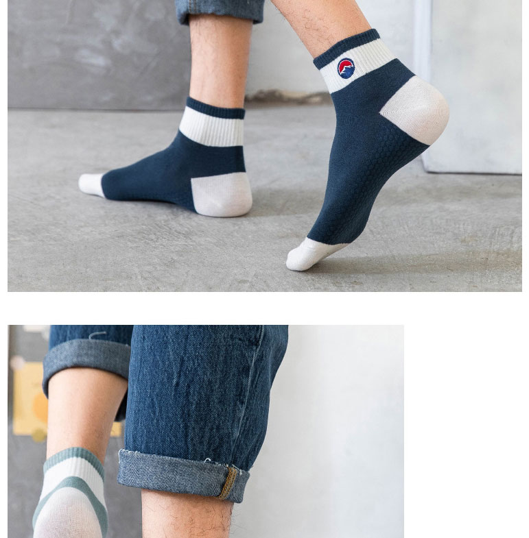 Fashion Navy Cotton Geometric Embroidered Tube Socks,Fashion Socks