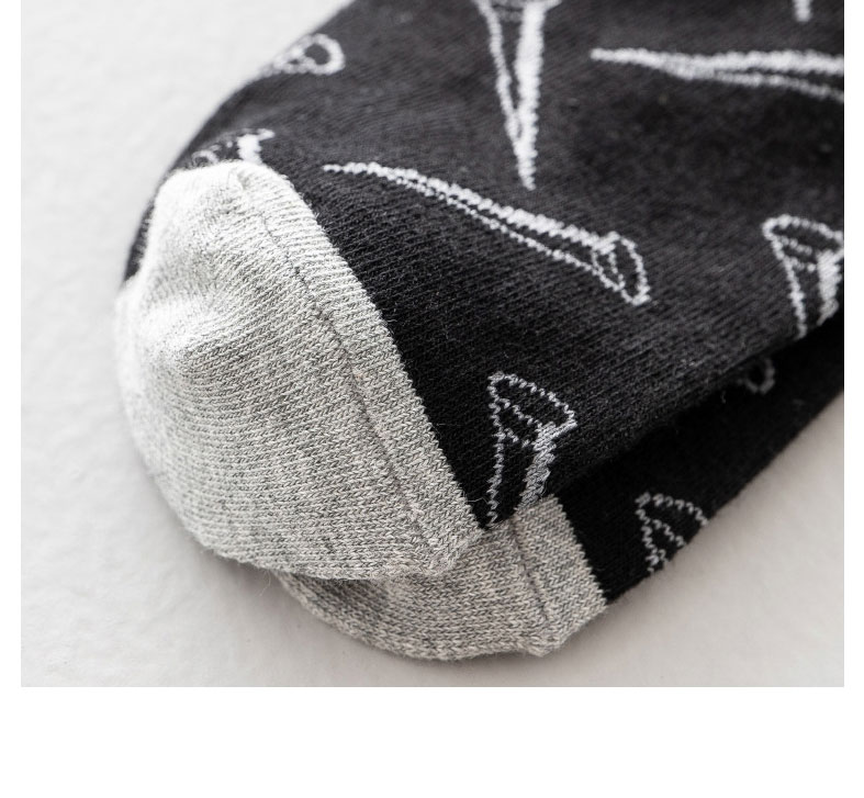 Fashion Black Heel Gray Cotton Geometric Print Socks,Fashion Socks